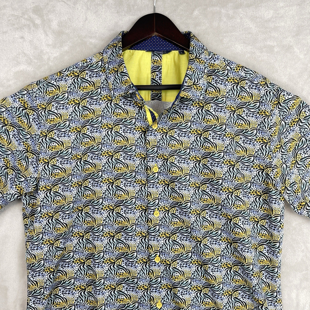 Bohio Animal Print Short Sleeve Shirt Men's Large Maximalist Resortcore Party